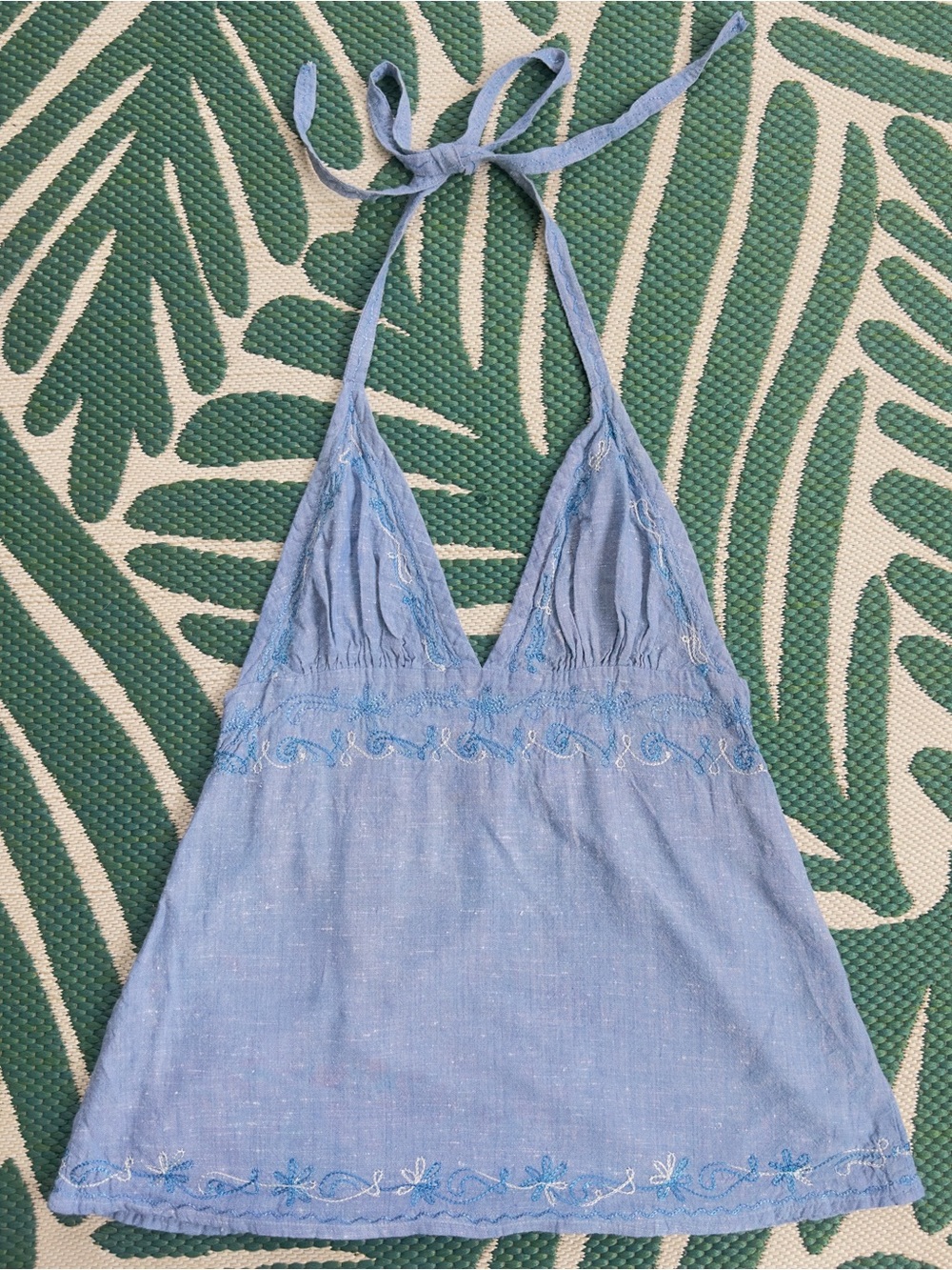 100% Cotton Adjustable Halter Top with Embroidery